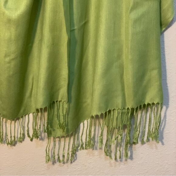 PASHMINA Avocado Green Tassel Scarf shall. - Picture 5 of 13